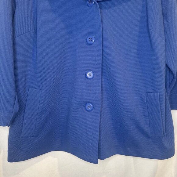 Pendleton Women’s Blue Ribbed Knit 3/4 Sleeve Blazer Jacket Stretch Sz 2X - Picture 3 of 10